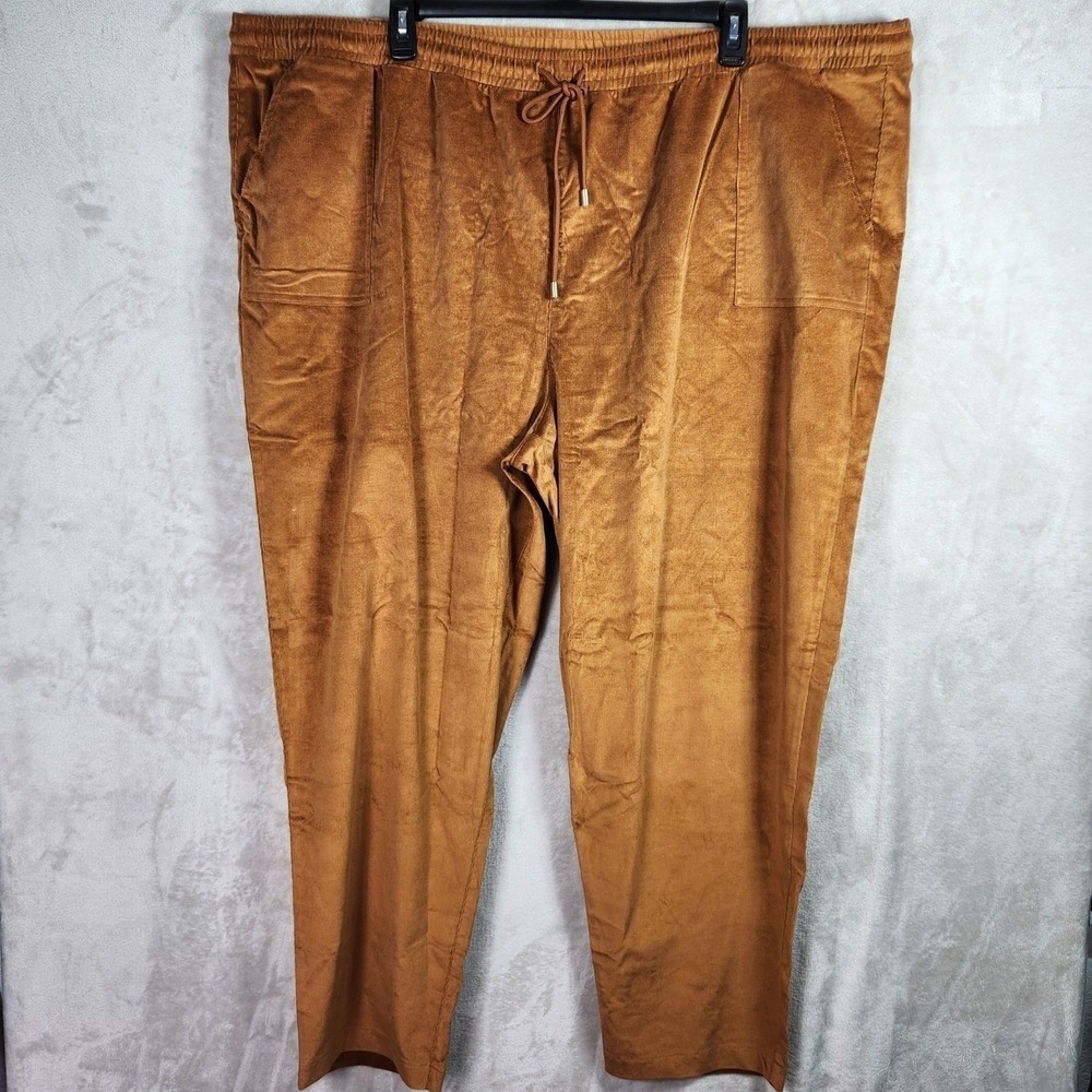 Denim & Co Corduroy Adaptive Womens Small British Tan Pull On Pants A619393